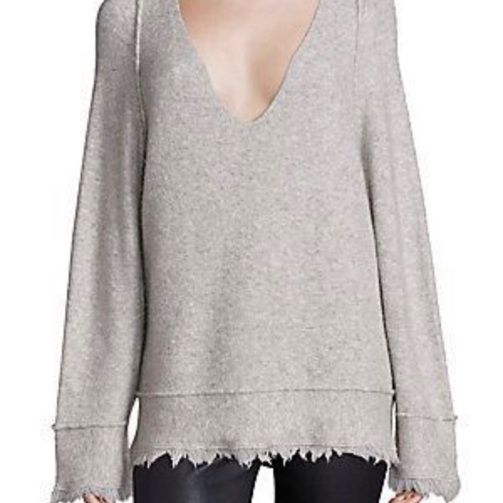 FP-Irresistible V-Neck Frayed Long Sleeve Sweater